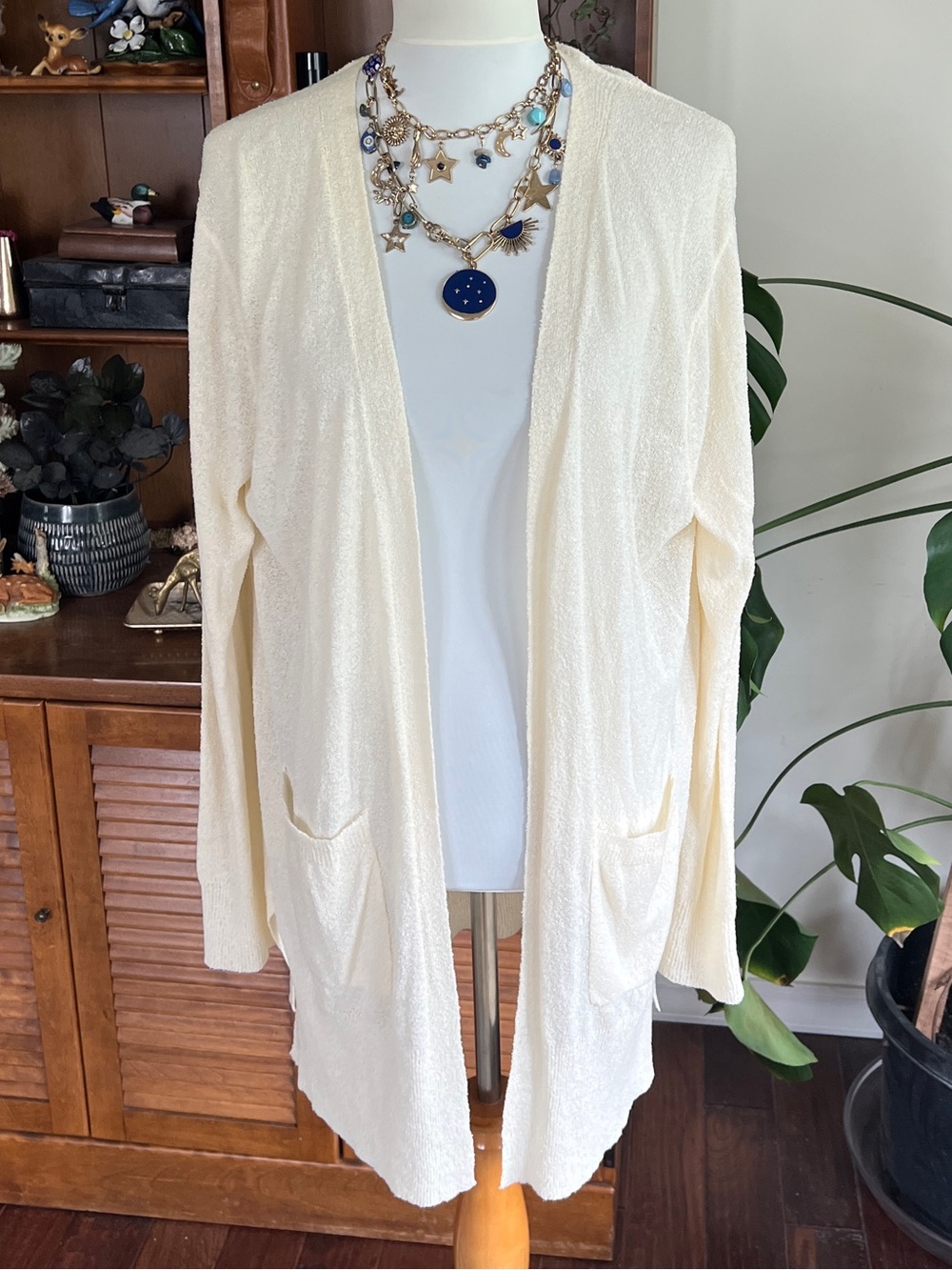 Wishlist Cream Open-Front Women’s Cardigan Thin Soft Long Sweater M/L NWOT